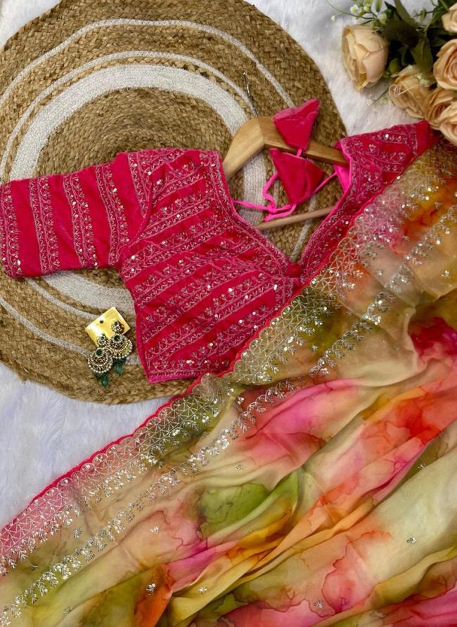 Rangoli Silk Rani Party Wear Embroidery Work Saree